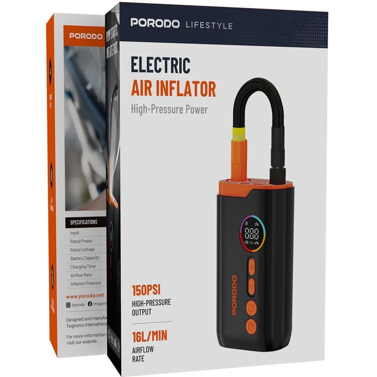 پمپ باد و چراغ قوه شارژی پرودو Porodo Lifestyle Electric Air Inflator PD کدig