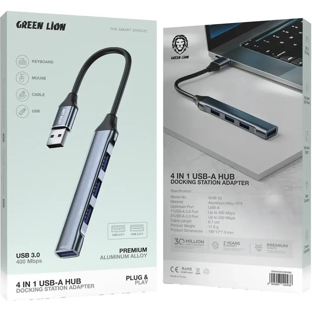 هاب 4 پورت USB-C گرین لاین مدلDocking Station Adapterکدig